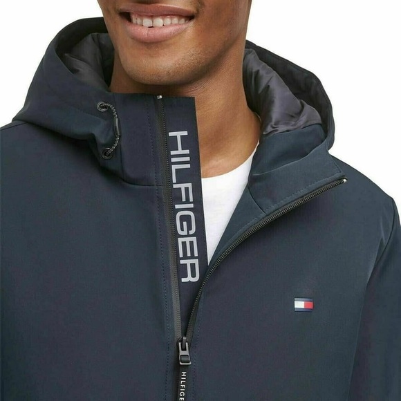 Tommy Hilfiger Men's Performance Hooded Jacket Blue navy Size XL - Picture 4 of 6